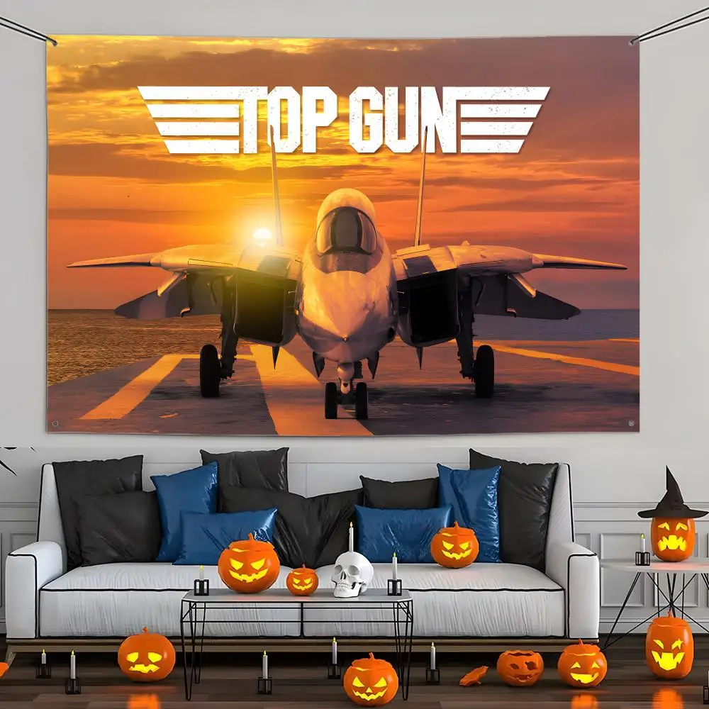 Tapisserie murale décorative d'extérieur avec drapeaux de film T-Top G-Gun Maverick, couverture de fond