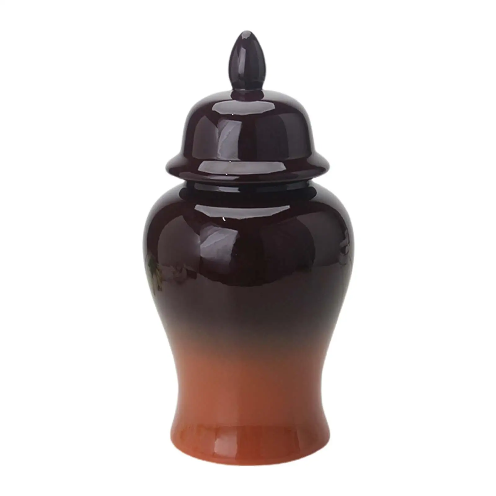 Ceramic Storage Jar with Lid for Vase Display Home Decor Gradient Color Temple Jar Flower Arrangement Porcelain Accent Piece