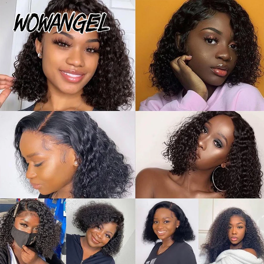 Wear And Go Curly Short Bob Wigs 5x5 HD Lace Closure Wig Human Hair Water Wave Bob Cut Wigs Real HD Lace Glueless Wigs For Women