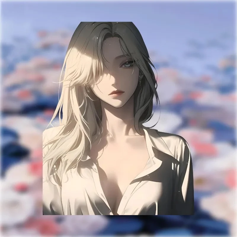 Anime Girl In White Shirt Vinyl Car Decal Sticker Waterproof Sunproof For Motorcycle Auto Window EV Body PC Case Decor