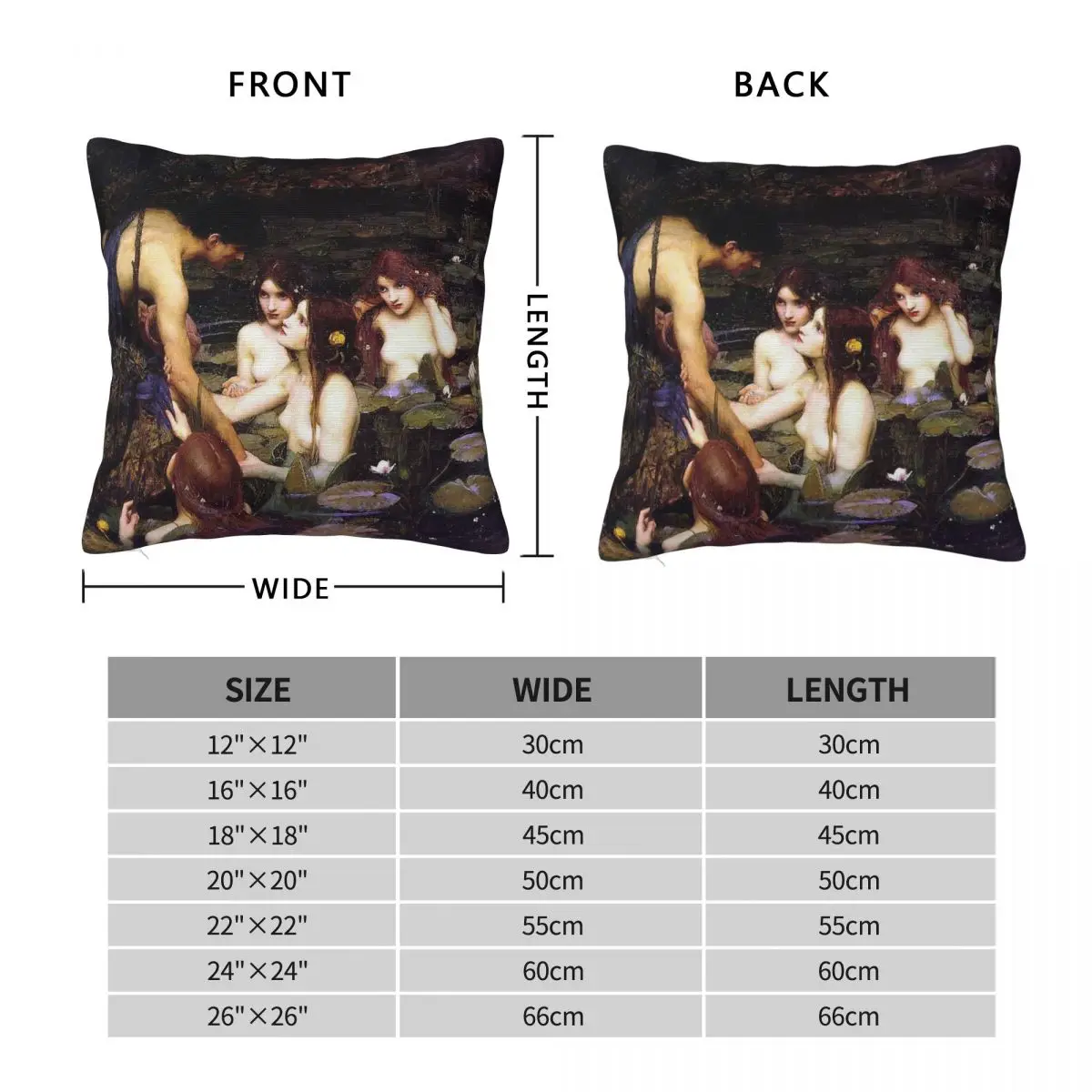 Hylas And The Nymphes J. W. Waterhouse Square Pillowcase Polyester Linen Velvet Printed Zip Decorative Room Cushion Cover