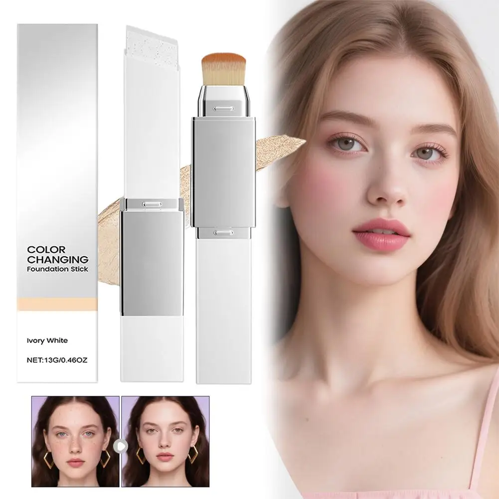 Długotrwały rozjaśniający i kryjący makijaż w sztyfcie dla równomiernej koloryzacji skóry, przenośny kosmetyk bazowy do twarzy dla idealnej, gładkiej skóry.