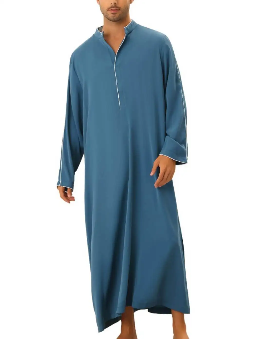 Arab Men's Casual Simple Long Robe irt Muslim Loose Fit Daily Wear Polyester Blend Fiber Thin Model Spring Season All Year