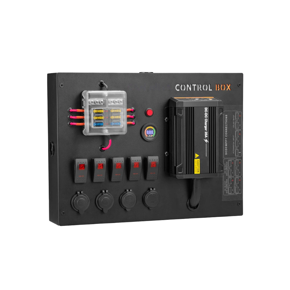 

12V DC Power Box 12V Control Panel Control Box with 25A DC DC Charger