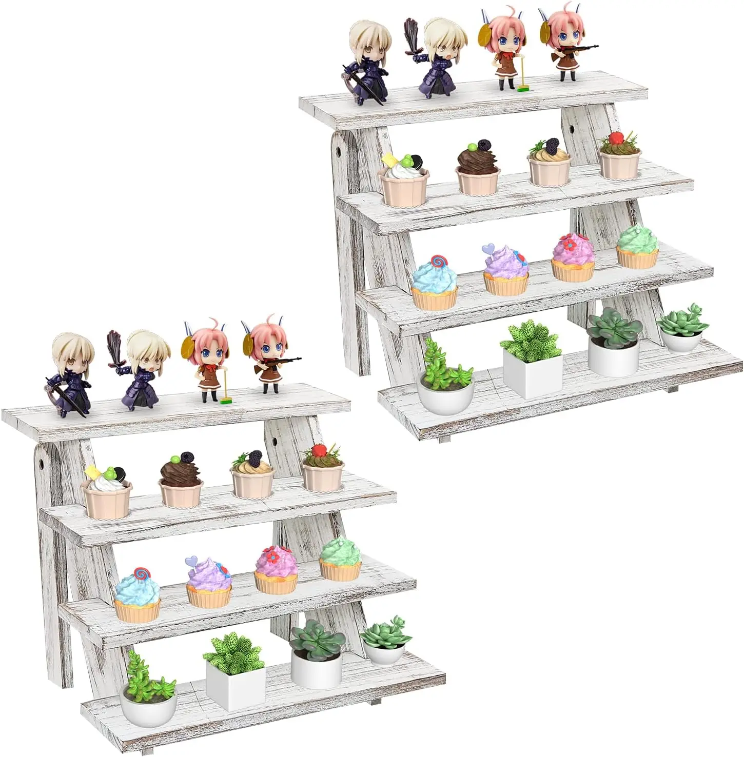 

24 Cupcakes, 4 Tier Cupcake Display Stand Rustic Tiered Display Stand Dessert Table Display Set Cupcake