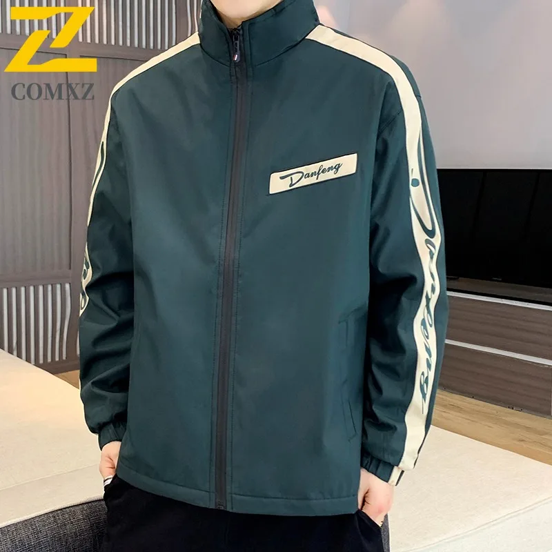 

COMXZ Men Classic Jacket Windproof Anti Wrinkle Color Blocking Jogging Travel Outdoor Coat Lightweight Fashion Streetwear Jacket