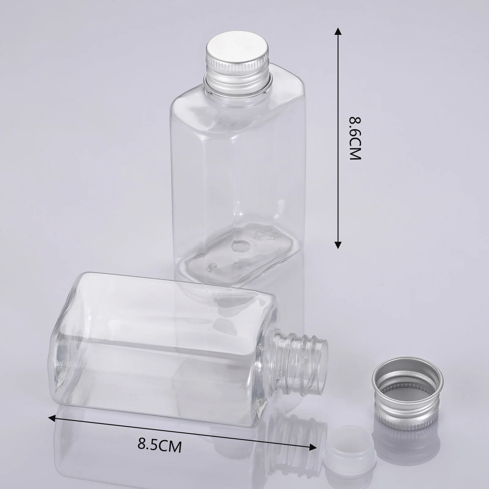 10pcs 80ml Empty Bottle Clear PET with Aluminum Screw Cap and Plug Cosmetic Container Travel Portable Lotion Cream Clear Tube