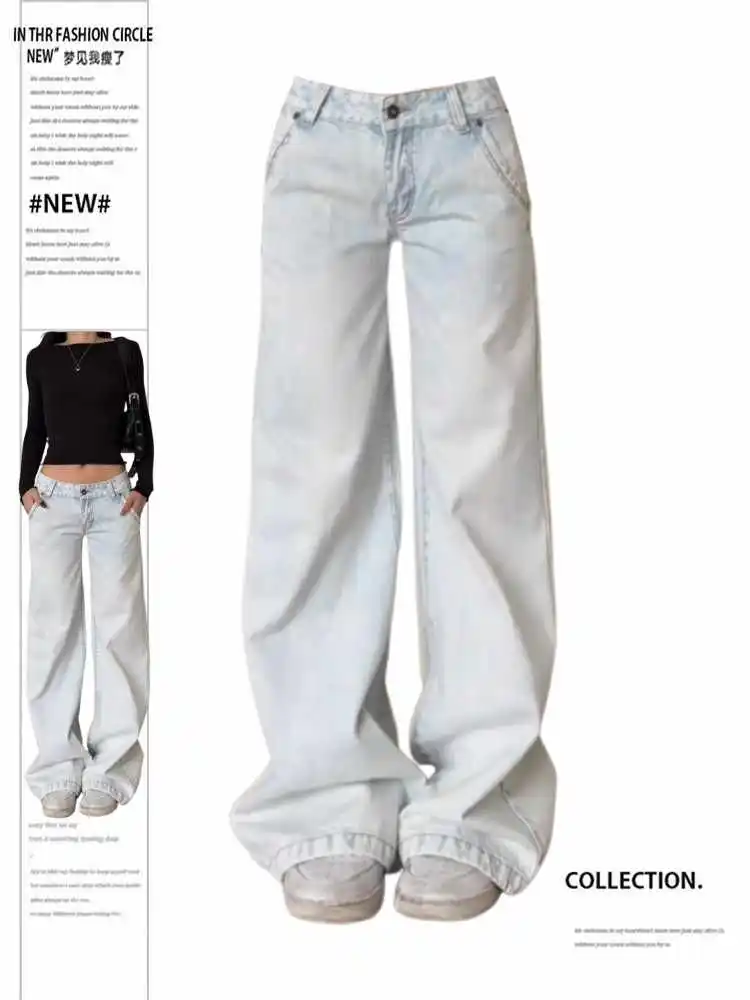 

Женские мешковатые джинсы Bleach Jean High Street Tide Y2k Уличная одежда Японский 2000-х годов Американский ретро Широкие джинсовые брюки Y2k Harajuku Jean