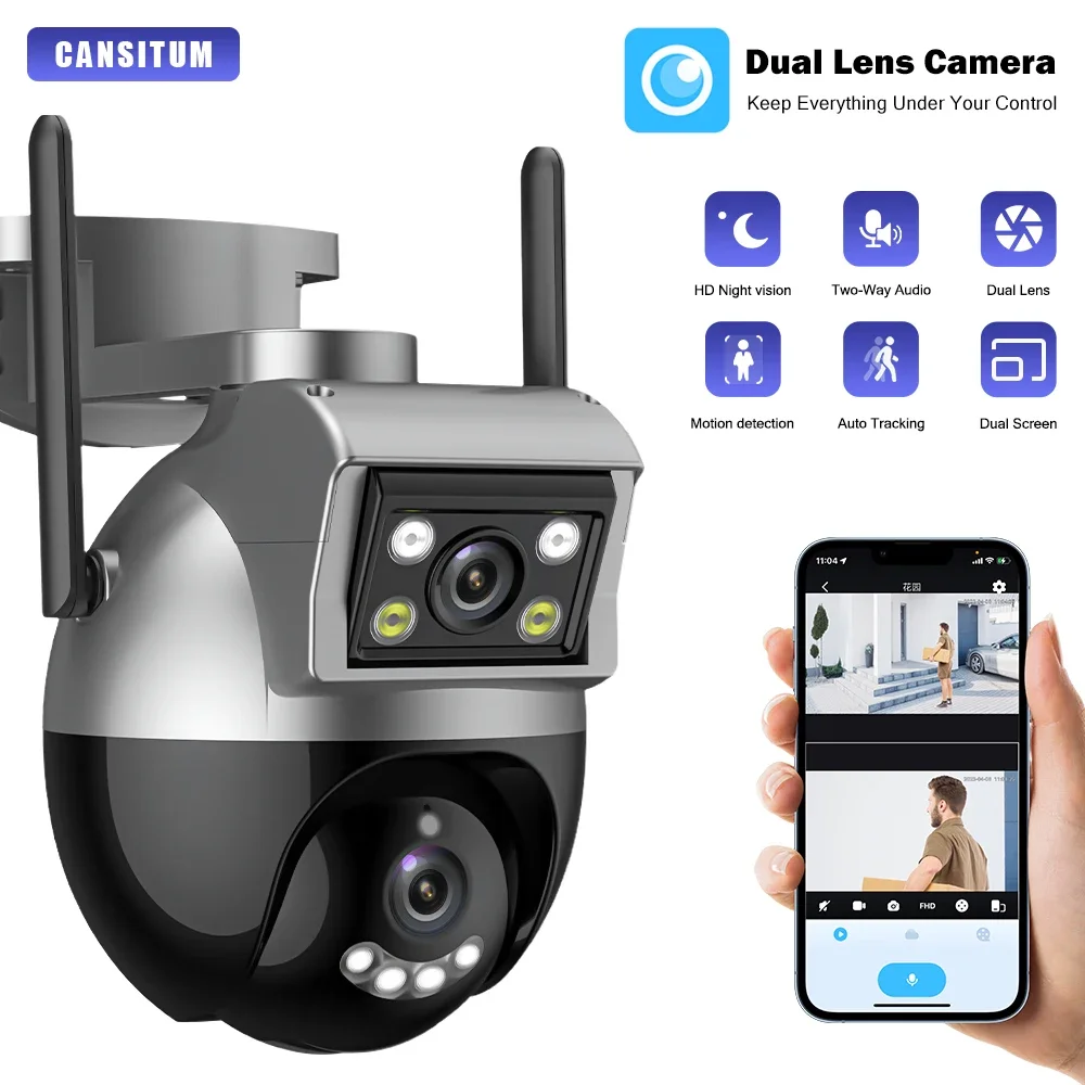 

6MP Dual Lens PTZ Wifi Outdoor 10X Zoom Camera Color Night Vision CCTV Security Surveillance Cameras Auto Tracking iCam365