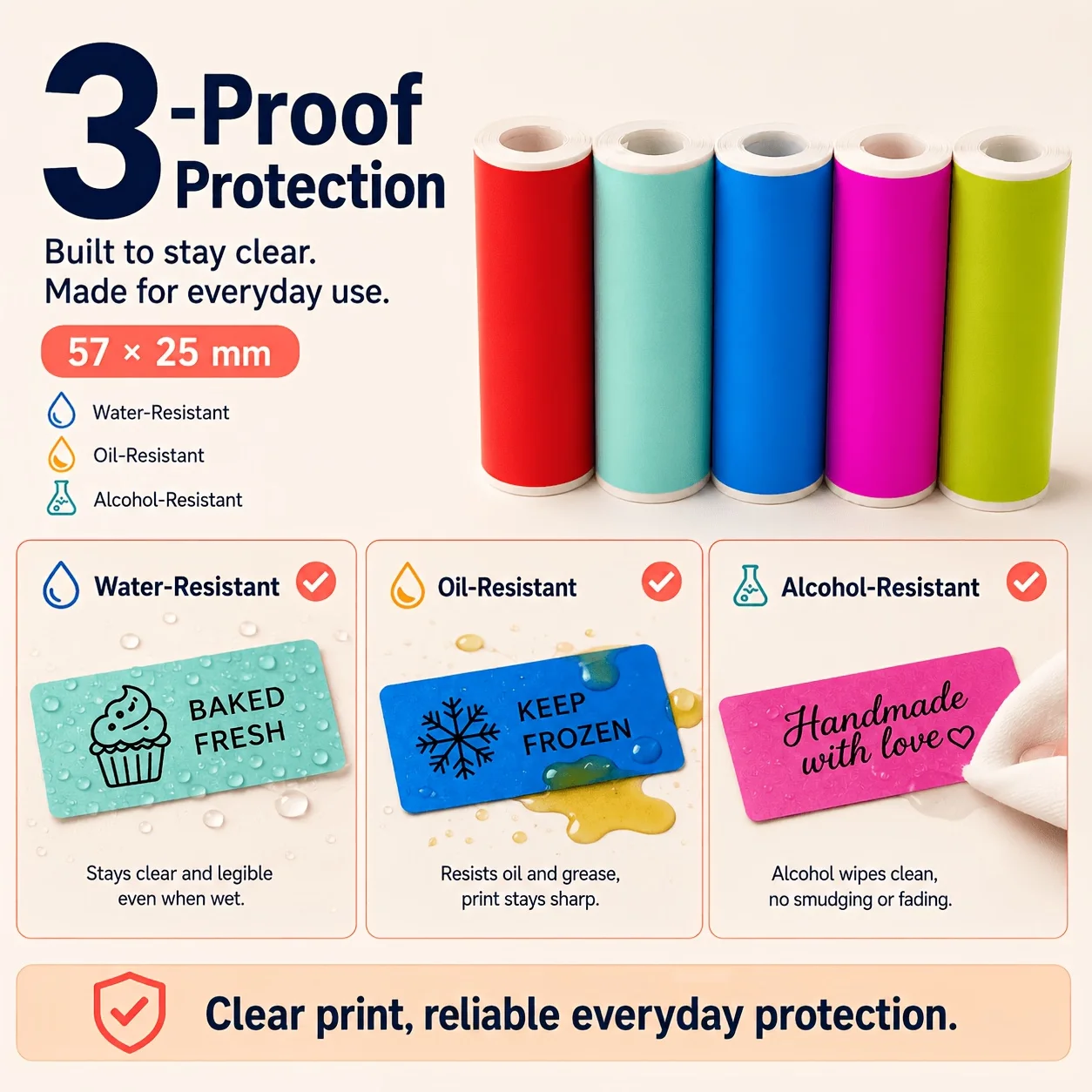 57mm Multipurpose Colored Thermal Label Sticker Roll Self Adhesive Compatible for Mini Thermal Printer Craft Office Tag