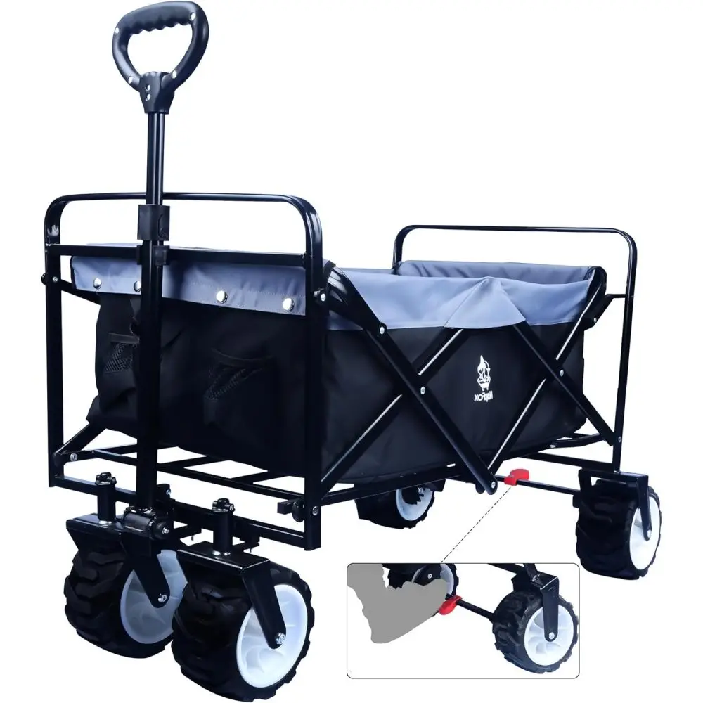 Collapsible Heavy Duty Beach Wagon Cart Outdoor Folding Utility Camping Garden Beach Cart with Universal Wheels Adjustable