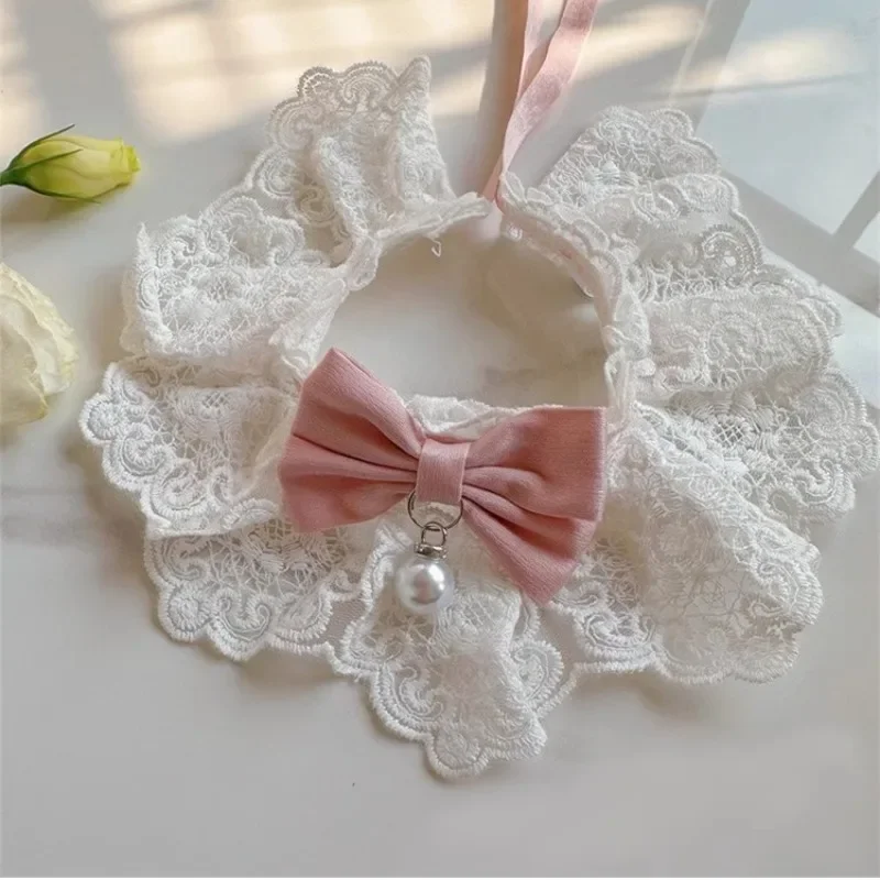 Collar de perro con perlas, joya de seda para boda, gato, cachorro, cinta, bufanda, colgante, Collar con lazos para mascotas, accesorios de satén para nuevo gatito, pajarita de regalo