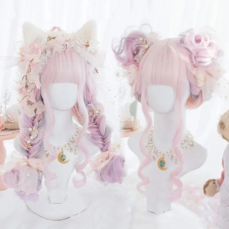 

Lolita Japanese-style Beautiful Girl Cosplay Wig Synthetic Long Curly Wig Anime Coser Cute Girl High Quality Wig Daily Party