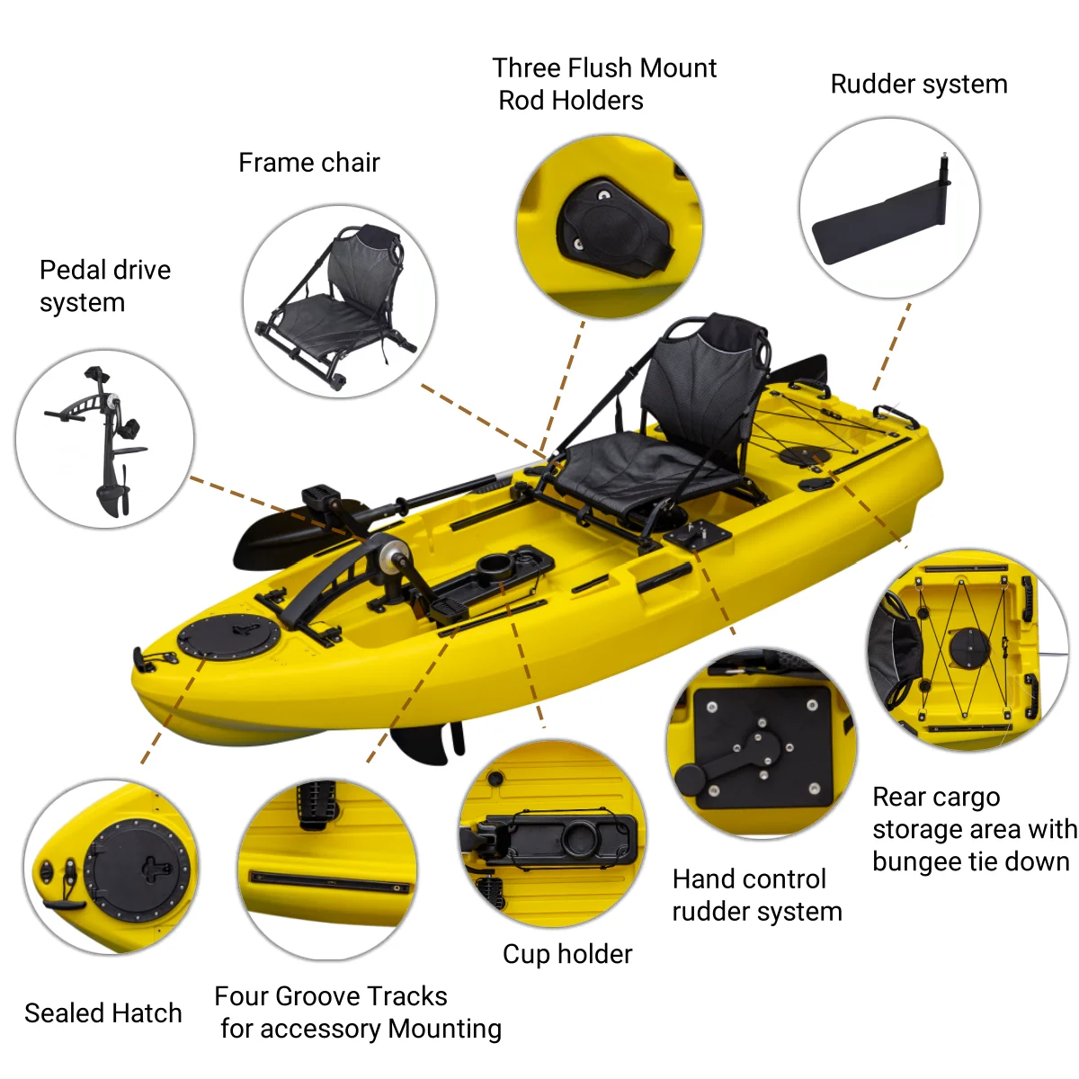 8フィート釣り用ペダルカヤック、軽量HDPEシーボート（1人乗り）、2.5m長さのツーリングカヤック、卸売販売