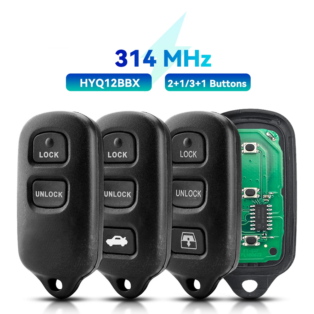 2+1 3 Buttons HYQ12BBX HYQ12BAN 314.4Mhz Fob For Toyota Highlander 2001 2002 2003 2004 2005 2006 2007 Remote Car Key