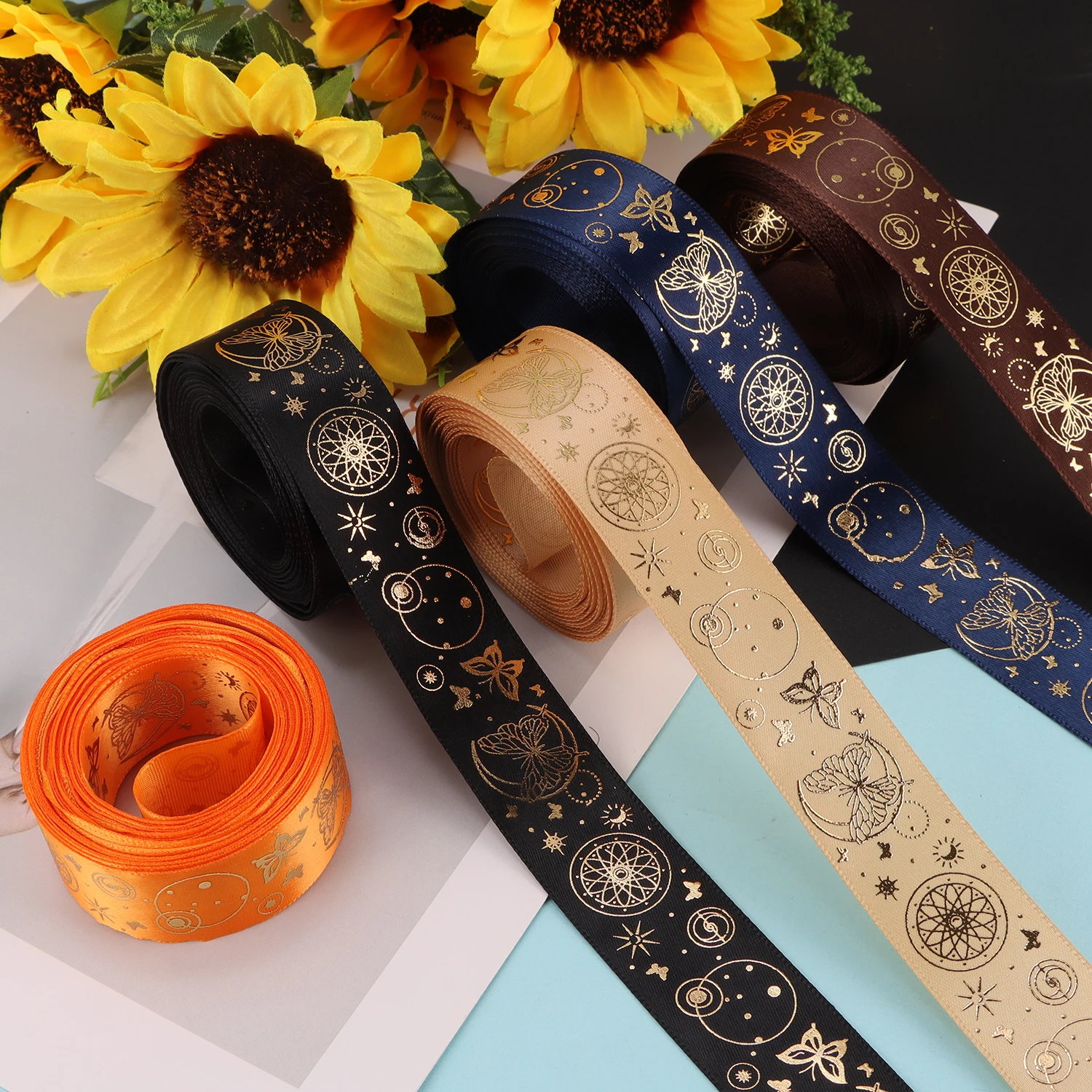 5 Yards Butterfly Ribbon, Black, Khaki, Coffee and Other Colored Ribbons, Used for Packaging Gifts, Bouquets, Gift Boxes, Etc