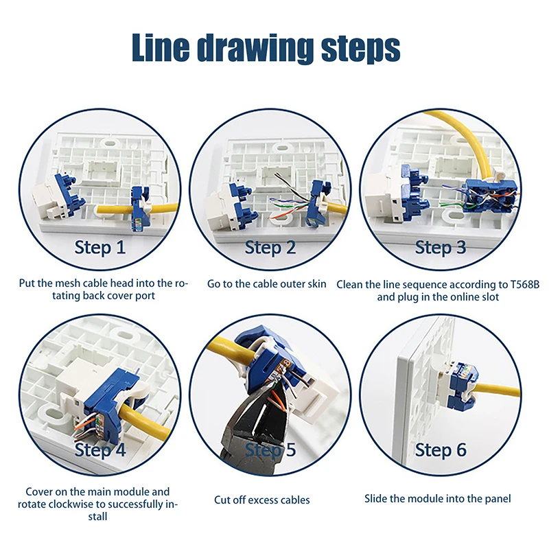1Pcs Whirling Wire CAT6 RJ45 Toolless LAN Insert Keystone Ethernet Module Jack Gigabit UTP Tool-free Ineternet Socket