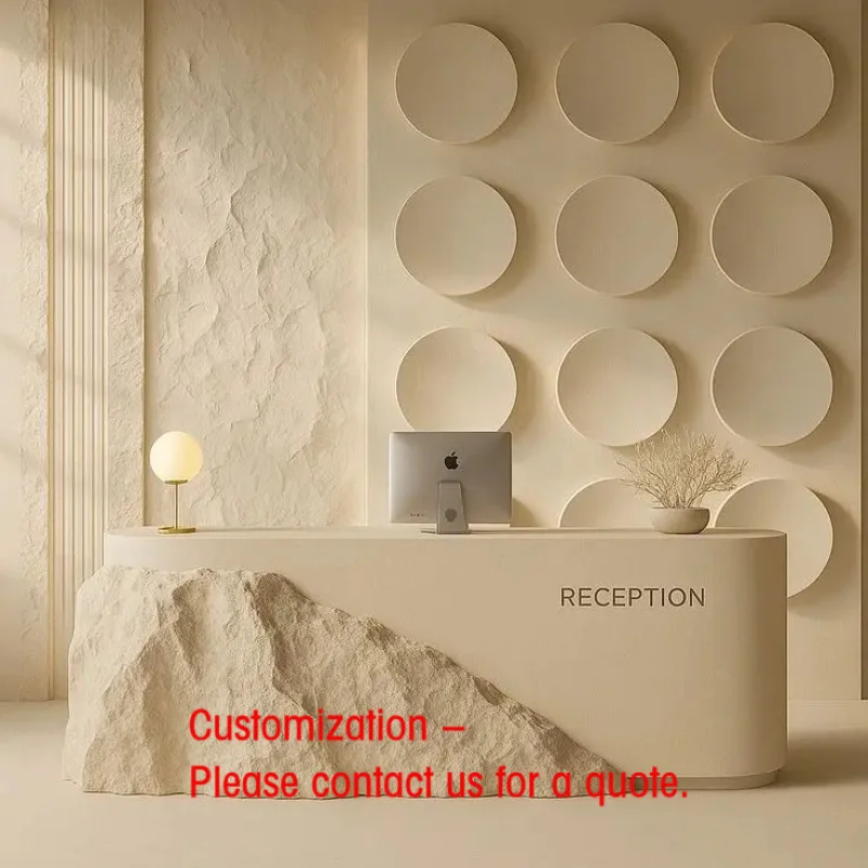 custom.Custom Design Office Counter Natural Stone-Patterned Desk FRP Material Reception Desk Hotel Restaurant Showroom
