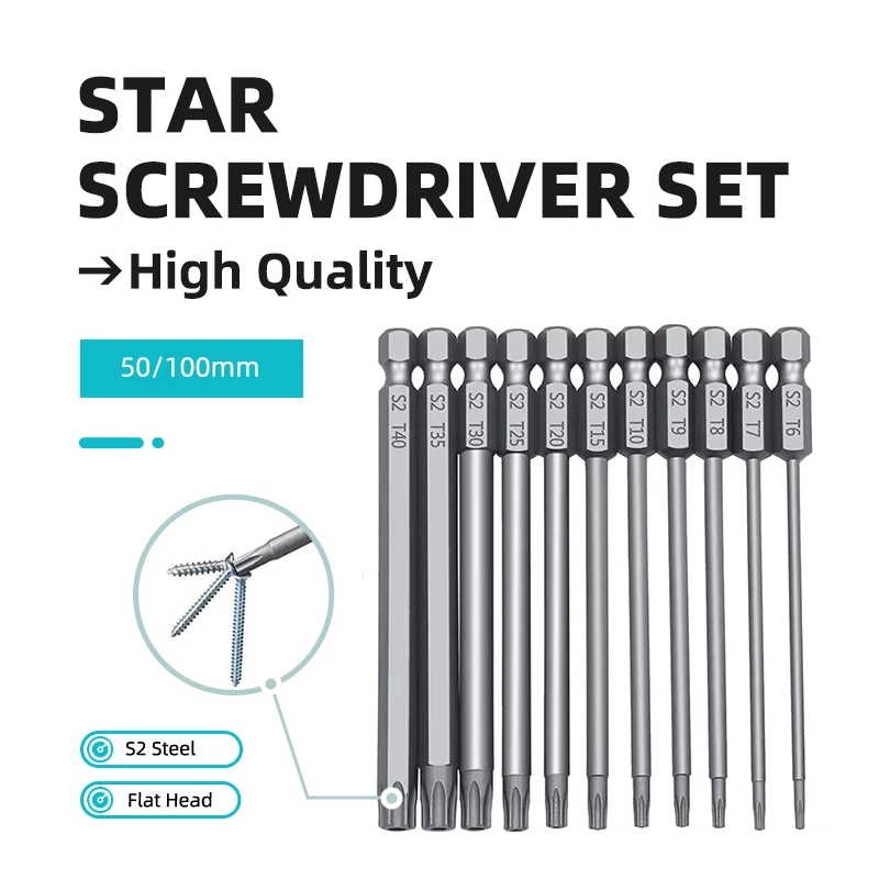 Manipulationssicherer Sicherheitsbohrer-Sechskant-Bits-Treiber, magnetischer Sicherheits-Schraubendreher-Satz, 50/100 mm S2-Stahl, hochwertiger Torx-Schraubendreher