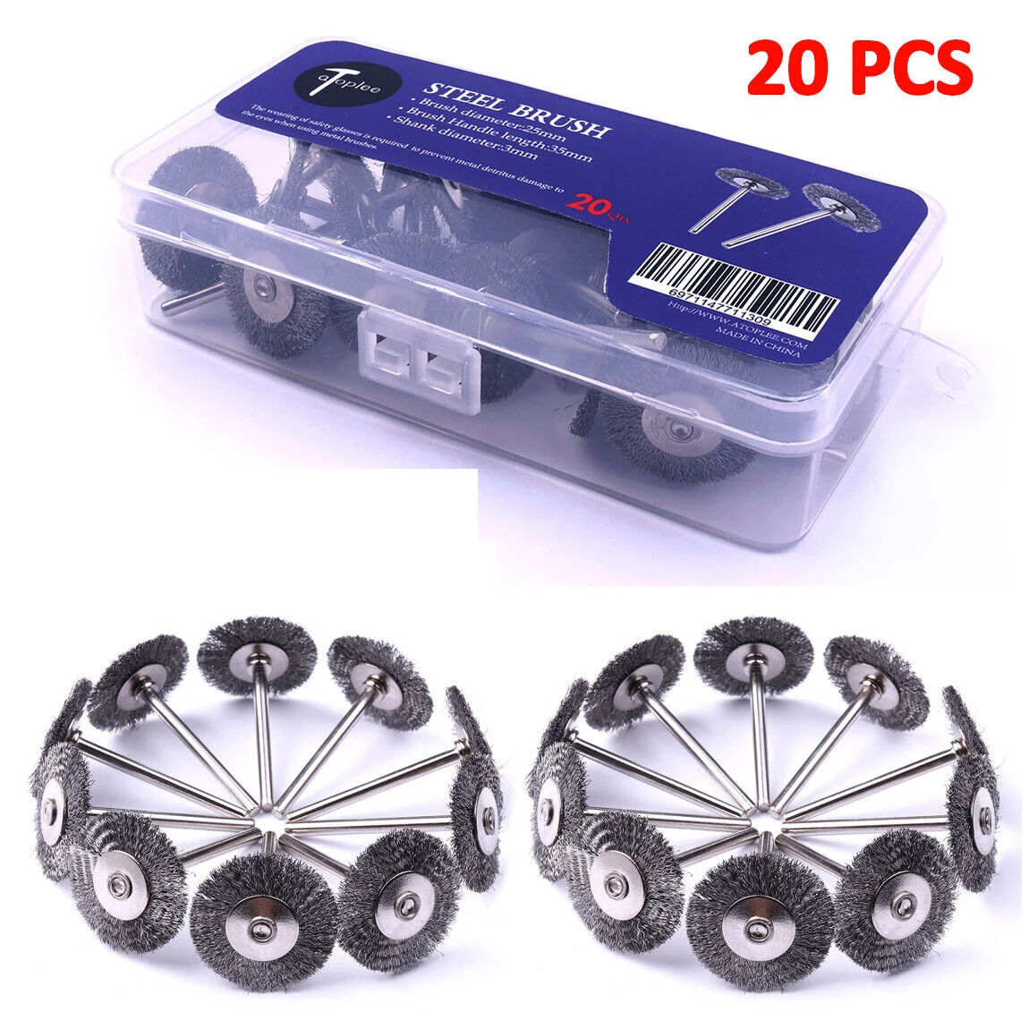 Escova de Aço Dremel 25 mm Escovas Rotativas Acessórios para Moedor Ferramenta de Polimento 20 Peças