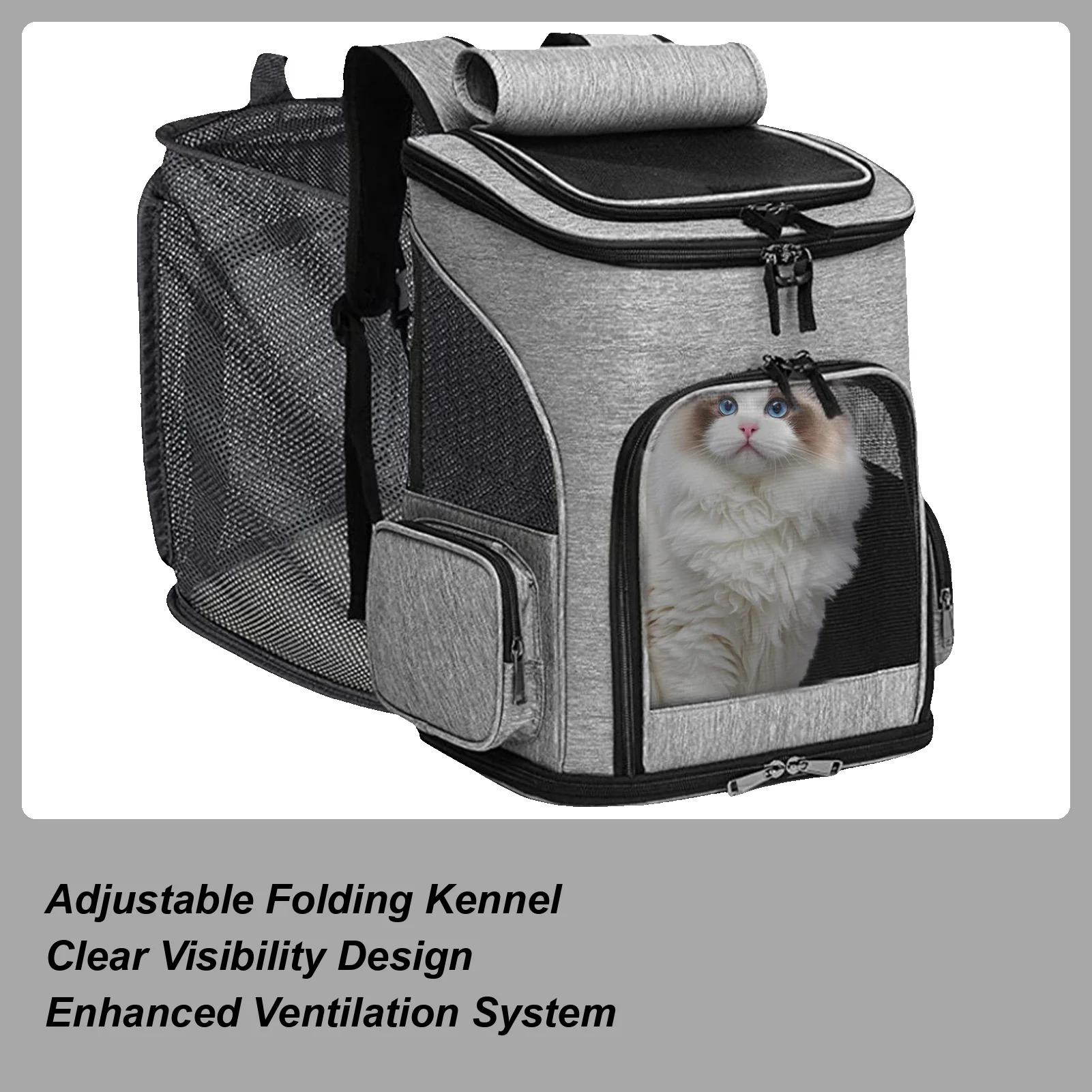 

Large Cat Carrier Portable Expandable Soft-Sided Puppy Carrier Pet Backpacks For Daily Car Travel Vet Visit Trip Outdoor