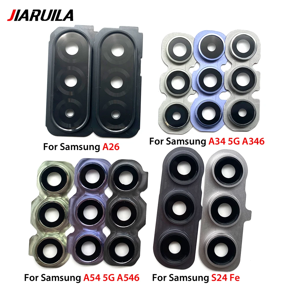 

Стеклянная линза задней камеры для Samsung A26 A34 A346 A54 A546 A56 5G S24 Fe Стеклянная линза задней камеры с рамкой и клейкой наклейкой