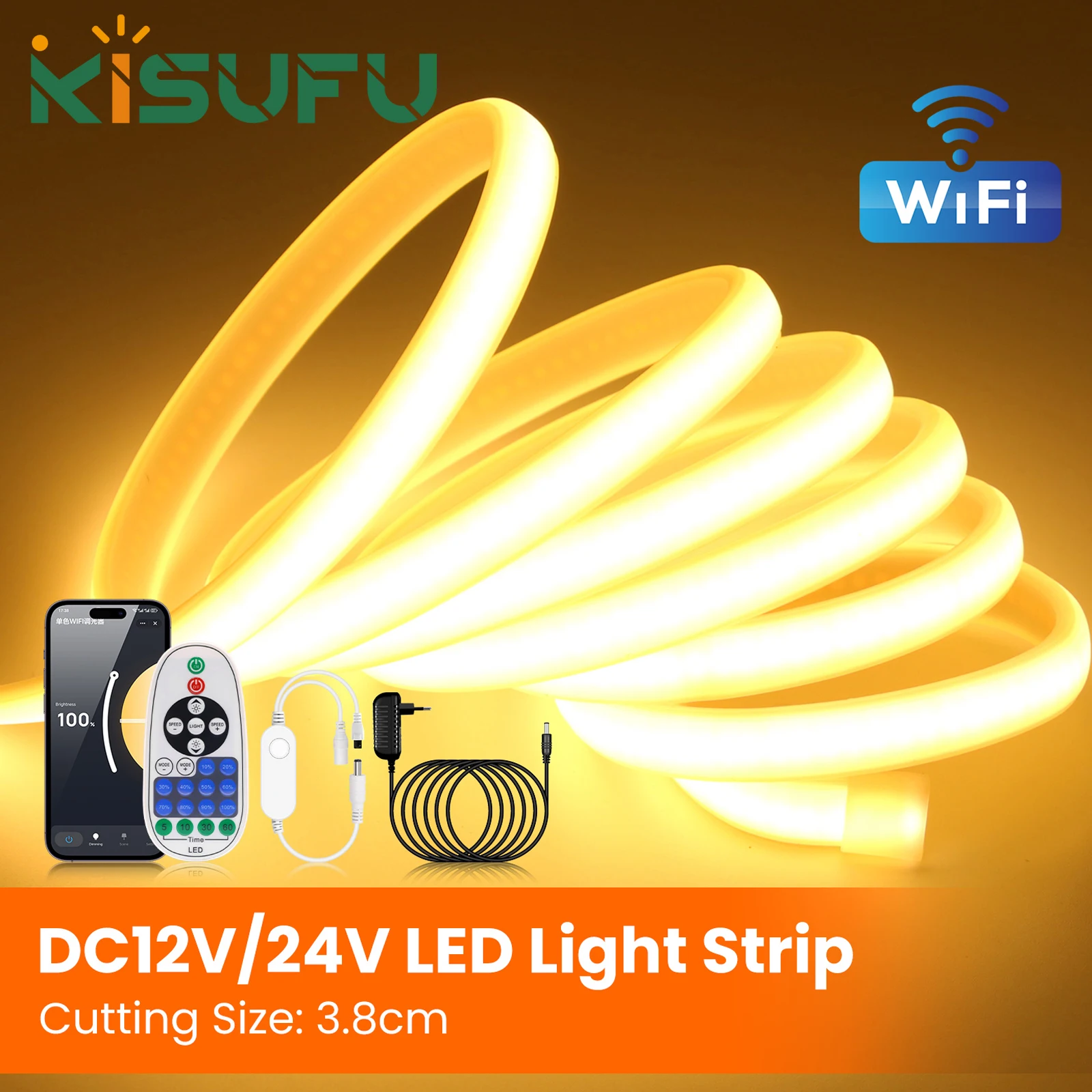 12V 24V COB LED Neonstreifen Dimmbar Tuya Wifi Bluetooth 320LED/M Weiß Neutral Warm IP67 Wasserdicht Außen- und Innendekoration 1M-10M