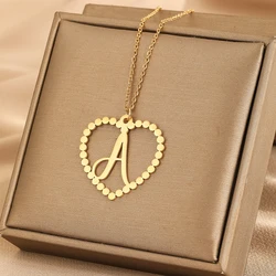 Kinitial Dainty 26 A-Z Letters Love Heart Pendant Necklace For Women Intial Name Stainless Steel Necklace Valentine's Day Gift