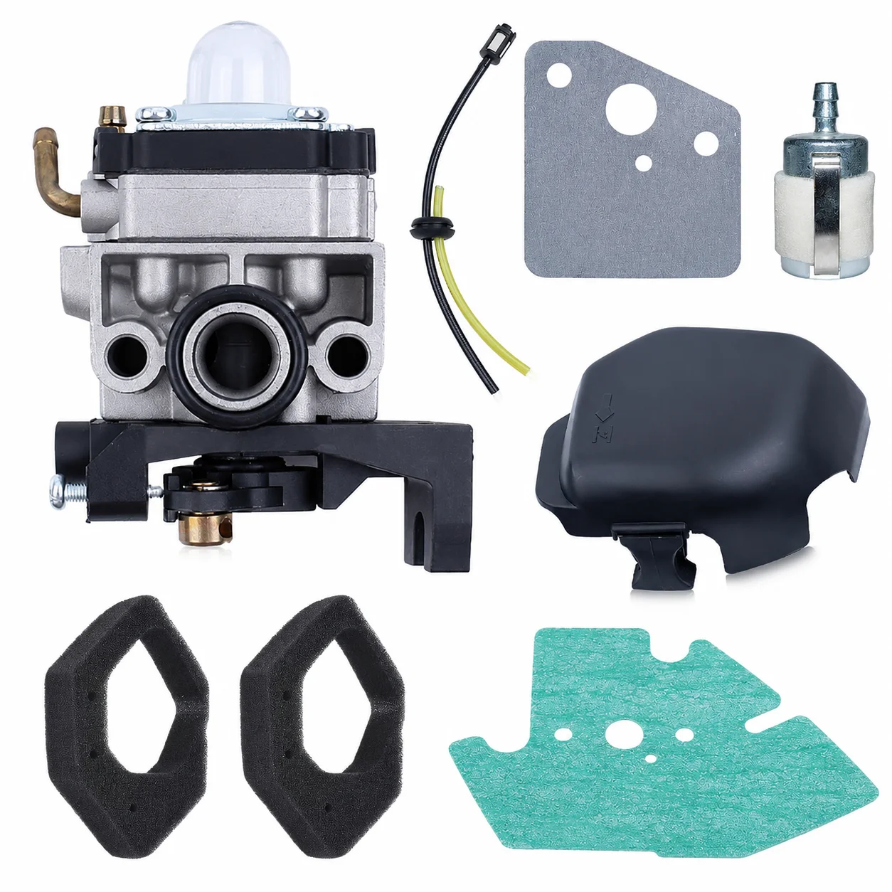 8pcs Engine Carburetor Air Filter Cover Assy Kit 16100-Z0Z-034 for Honda GX25 GX25NT HHT25S Lawn Mower w/ Fuel Filter Line Kit
