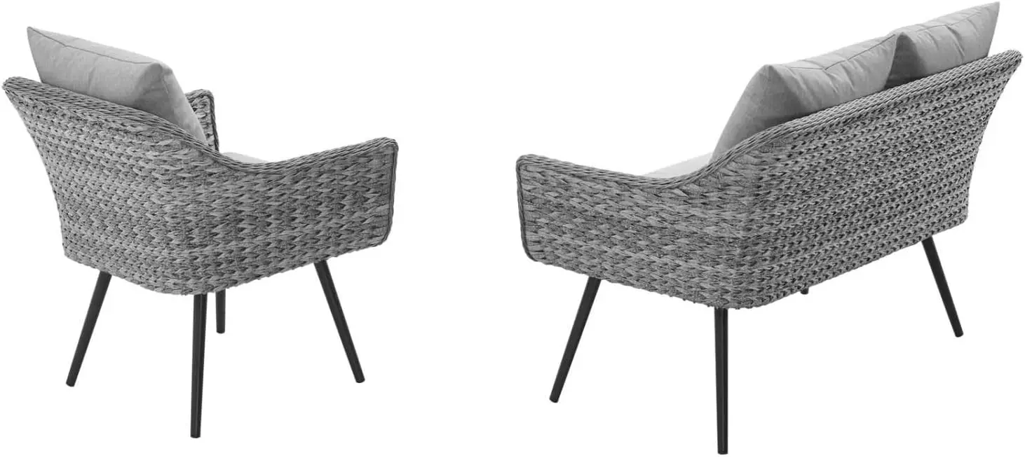 GRY-GRY-SET Streven Naar Buiten Terras Rieten Rotan Sectionele Sofa Set, Voor De Achtertuin, Tuin Of Bij Het Zwembad