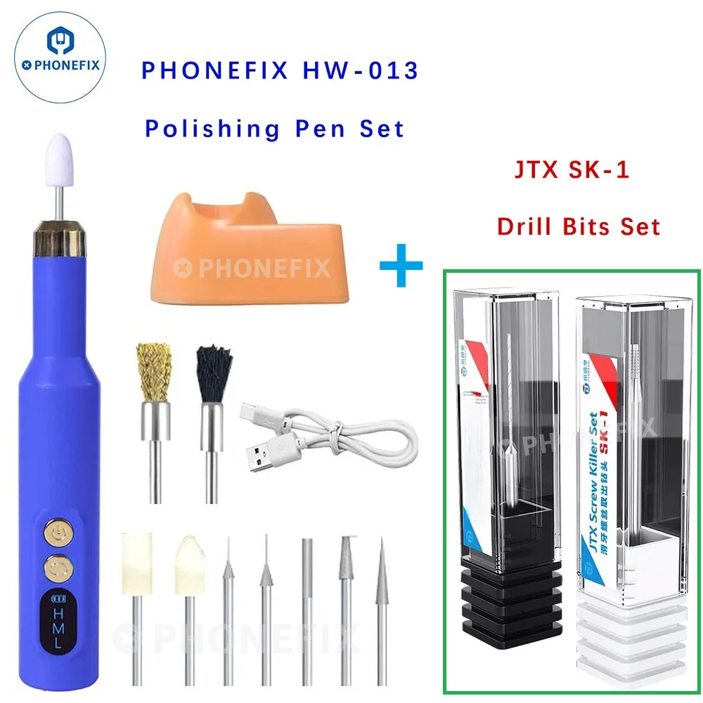 JTX SK-1 Screw Killer Set Twist Drill Bit Grinding Pen For iPhone Phone Frame Stripped Damaged Screw RemovaL Repair Tools