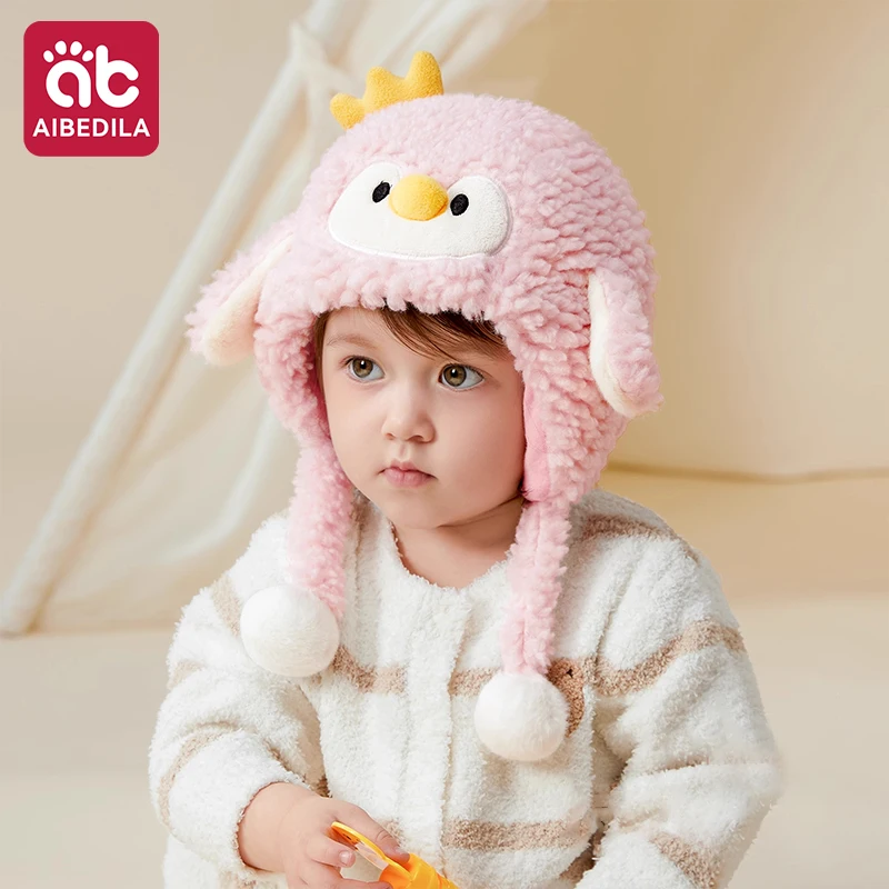 

Baby Hat Warm Thick Knitted Ear Protection Plush Hat Boys Girls Cute Cartoon Hat Trendy Windproof Warm 1-3Y Winter