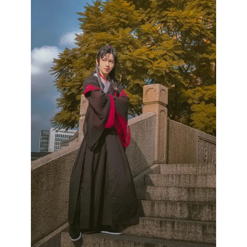 Wei wuxian cosplay traje peruca grandmaster do cultivo demoníaco mo dao zu shi mo xuanyu cosplay traje hanfu cabelo dia das bruxas