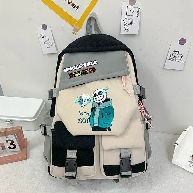 

46×32×14cm Black Green Red Blue,Undertale Sans,Student Kids Teens School Bags,Large Capacity Mochilas Anime Backpacks Girls Boys