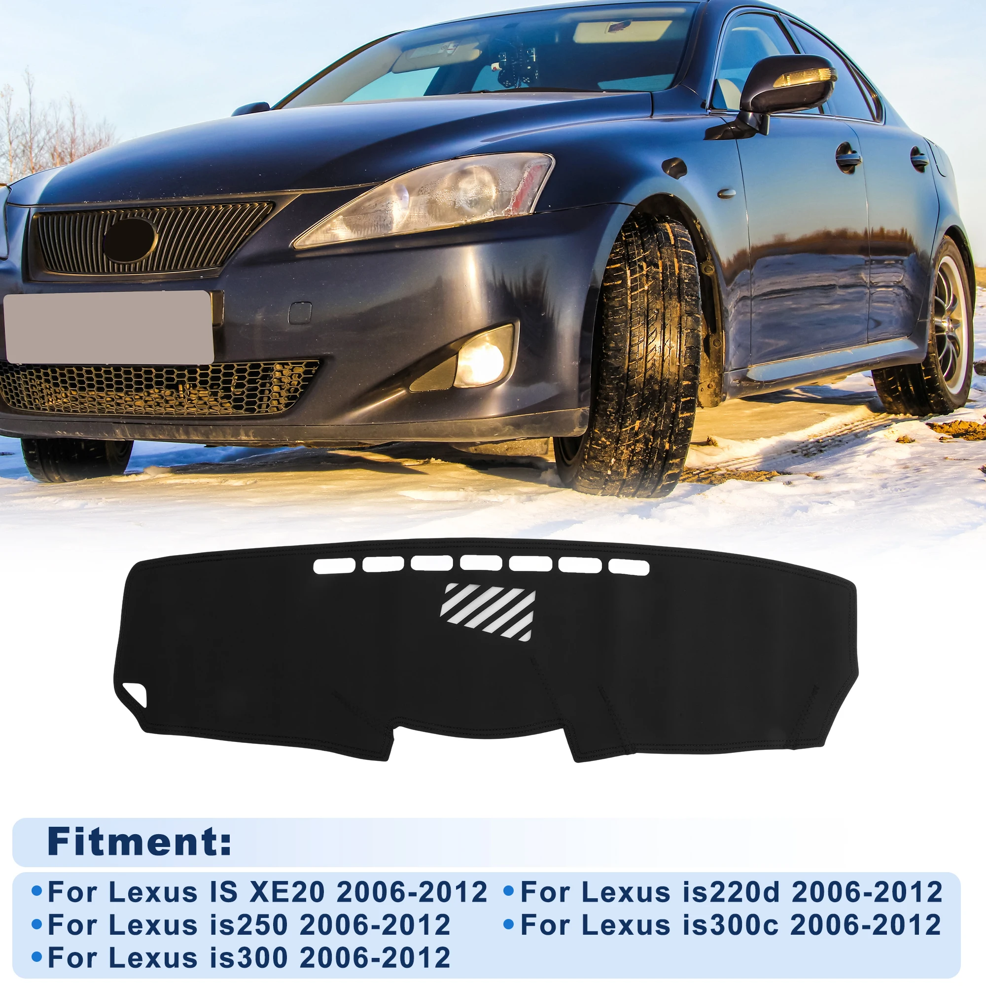 UXCELL Dash Cover for Lexus IS XE20 2006-2012 Without HUD Faux Leather Black 1 pcs