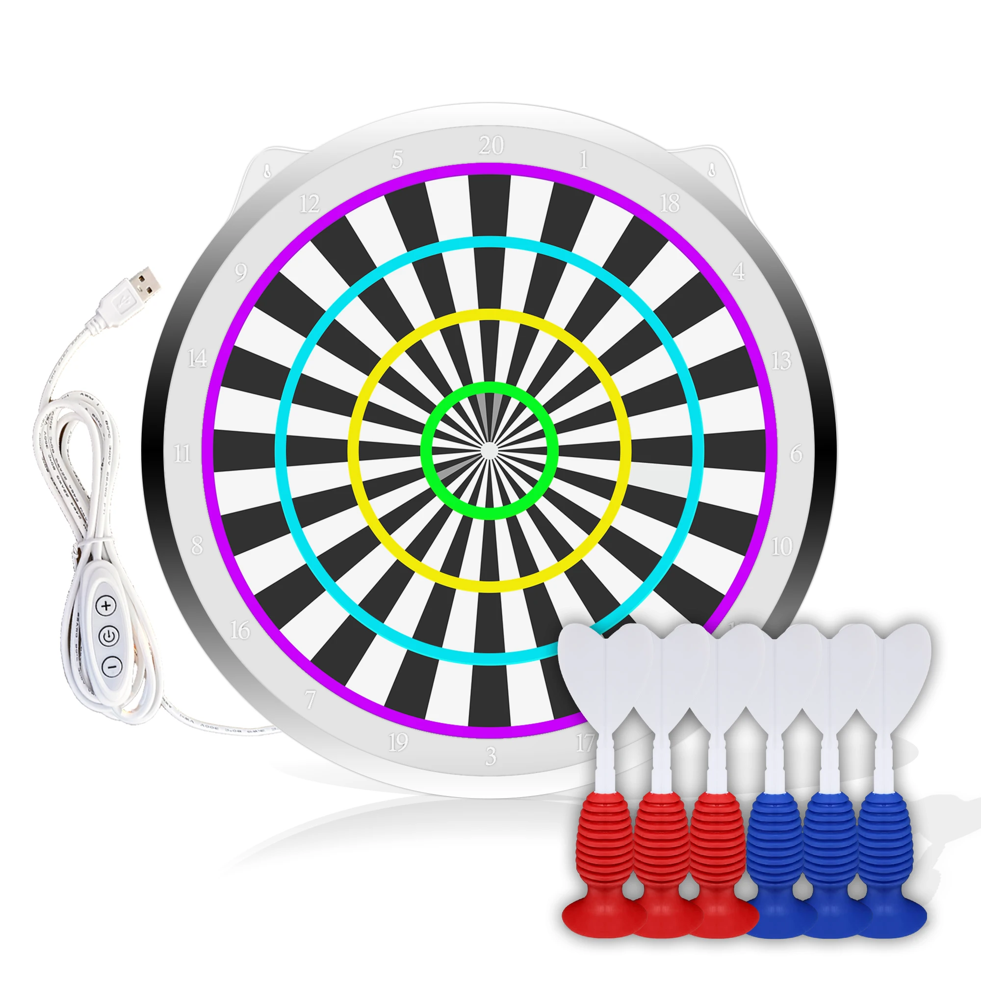 

15-дюймовый акриловый дартс с светодиодной подсветкой и крепежным комплектом и 6 присосками - официальная доска для дартса с подсветкой