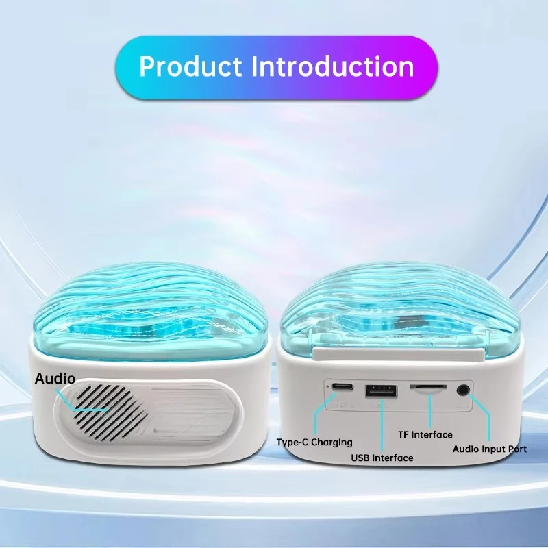 New water ripple aurora starry sky projection light atmosphere romantic dream luxury bedside night light wireless radio music