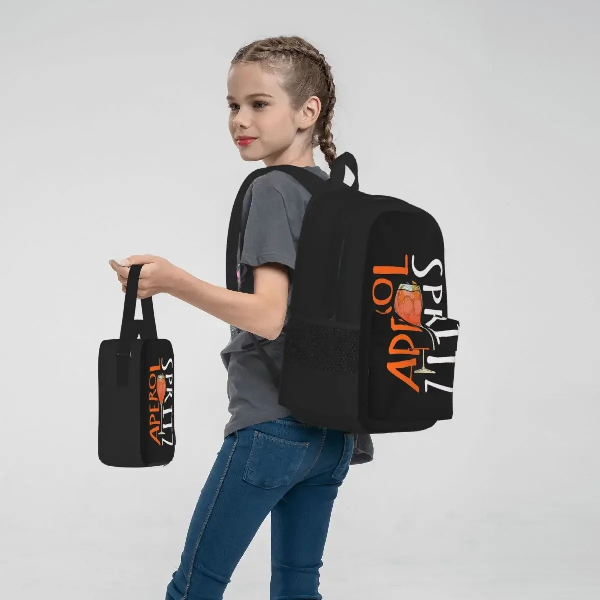 APEROL-mochila SPRITZ para niños y niñas, morral escolar de dibujos animados, bolsa de almuerzo, juego de tres piezas