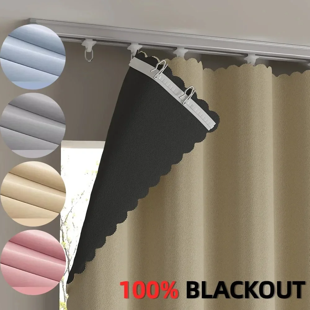 

1pc Super Strong Sound Insulation Fully Blackout Bedroom Curtain Insulation and Sunshade Living Room Decorative Luxury Curtains