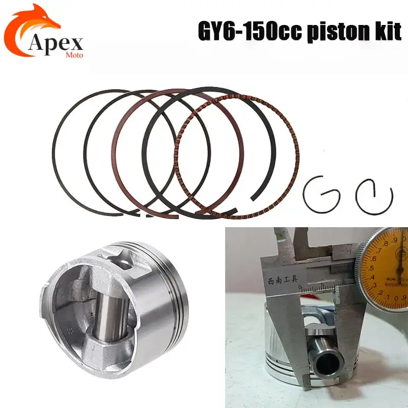 Motorcycle Scooter Engine Piston Ring Piston Pin Sleeve Assembly GY6-150cc Engine Piston