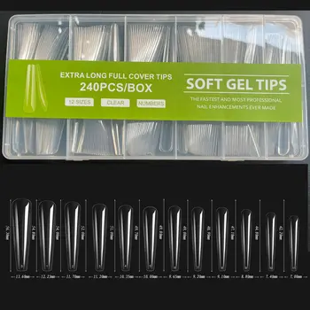 240 ks XXL umělé nehty super dlouhé balerínské nehty nalisované na nehty plné krytí matné gelové tipy na nehty americké kapsle falešné tipy 24 10 nejlepší prodej Americké kapsle - №3