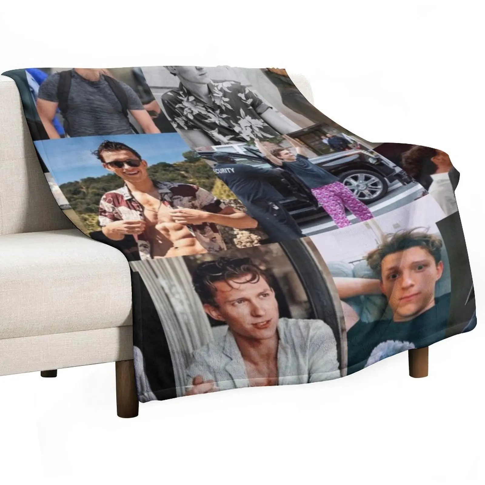 

Tom Holland collage Throw Blanket All Season Lightweight Soft Blanket for Bed