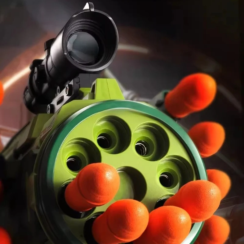 Lanciarazzi a otto canne EVA Pistola a proiettile morbido Toy Boy Gatling Tiro ad aria all'aperto Pistola da cecchino Gioco di battaglia di tiro elettrico