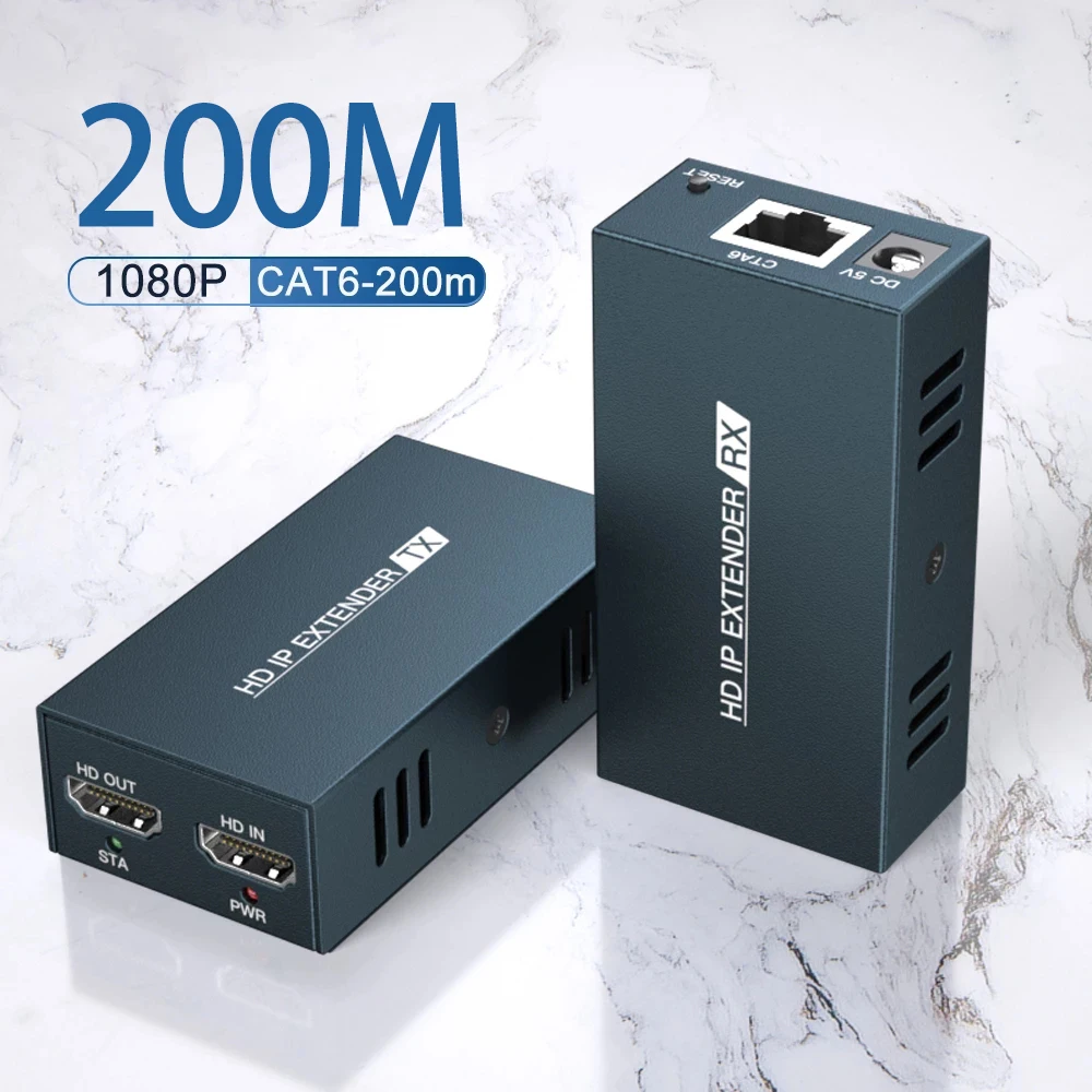 200M Hdmi Extender Over Enkele Cat5e/6 Hdmi Naar Rj45 Over Ip/Tcp Door Ethernet Switch Een om Meerdere Monitor 1080P Video 1 Naar Vele