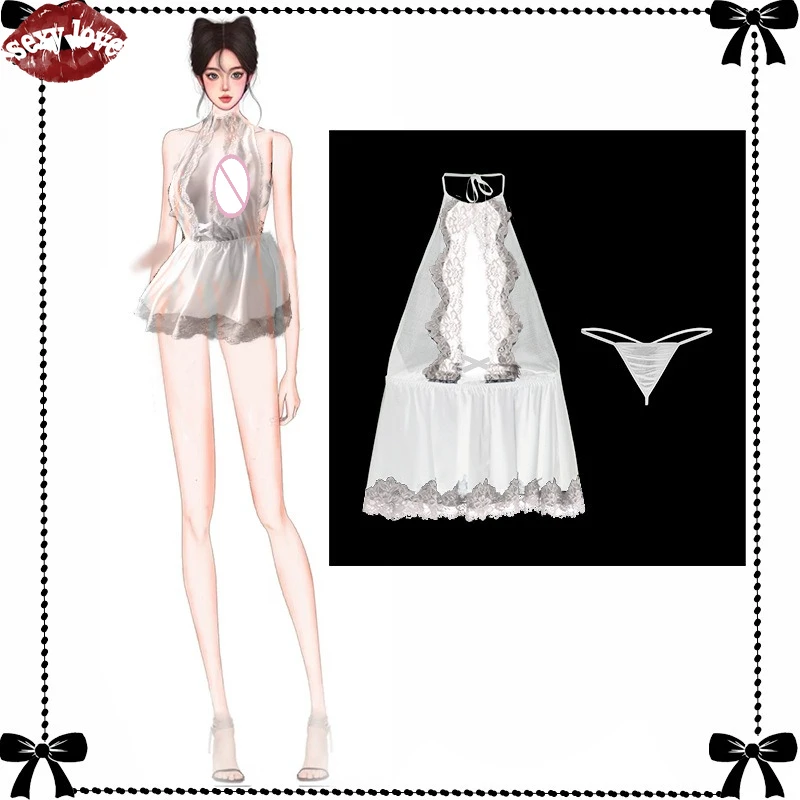 

Sexy Lingerie for Women, Sexy Perspective Lace Lace Maid Outfit, Tempting Private Room, Hanging Neck for Women, Erotic Pajamas