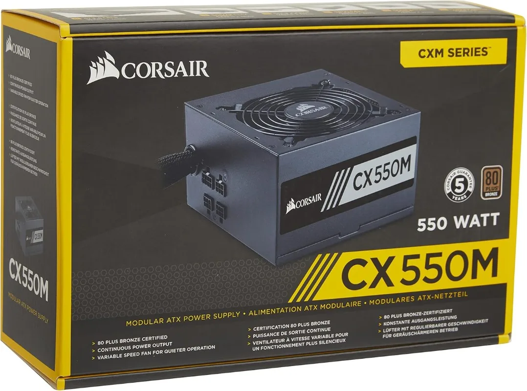 Corsair-fuente de alimentación Modular, serie CX, 550 vatios, 80 Plus, bronce, certificado