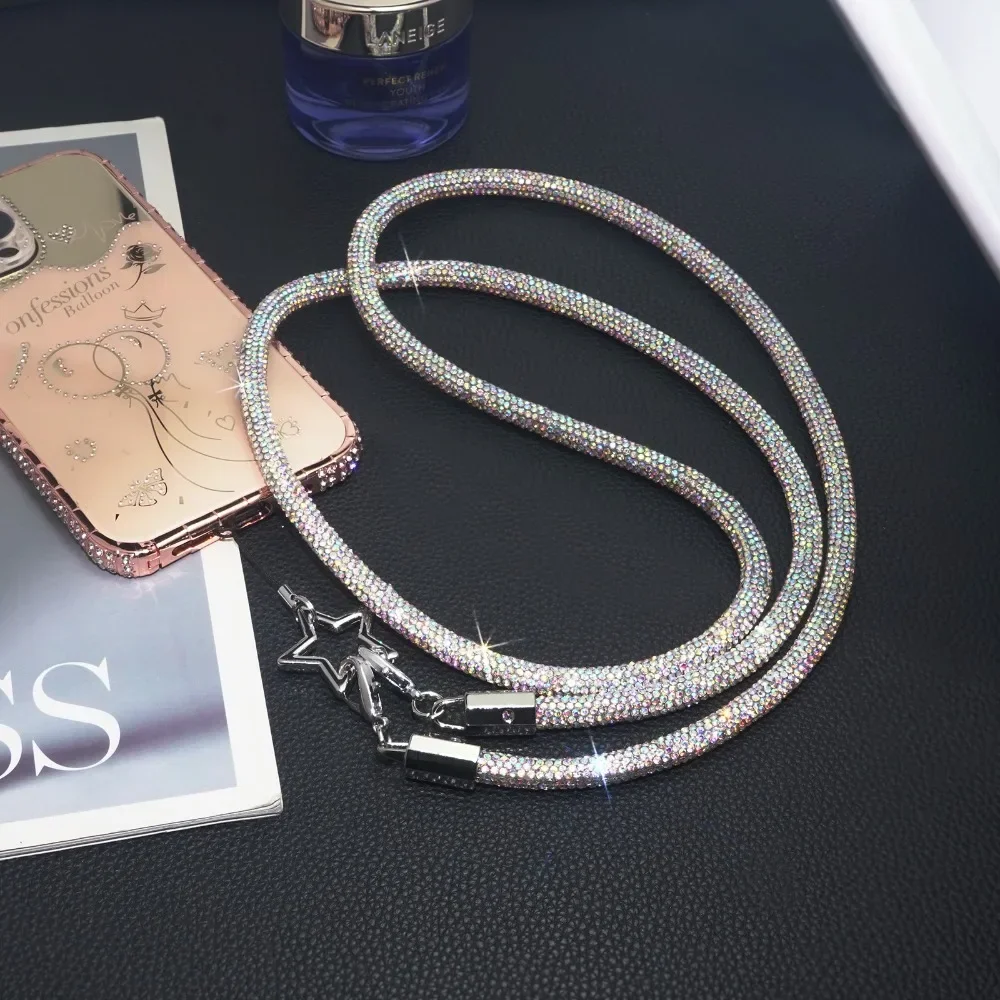 Short /Long Style Glitter Rhinestone Phone Lanyard Luxury Star Mobile Phone Chain Anti Loss Bling Bling Mobile Phone Strap