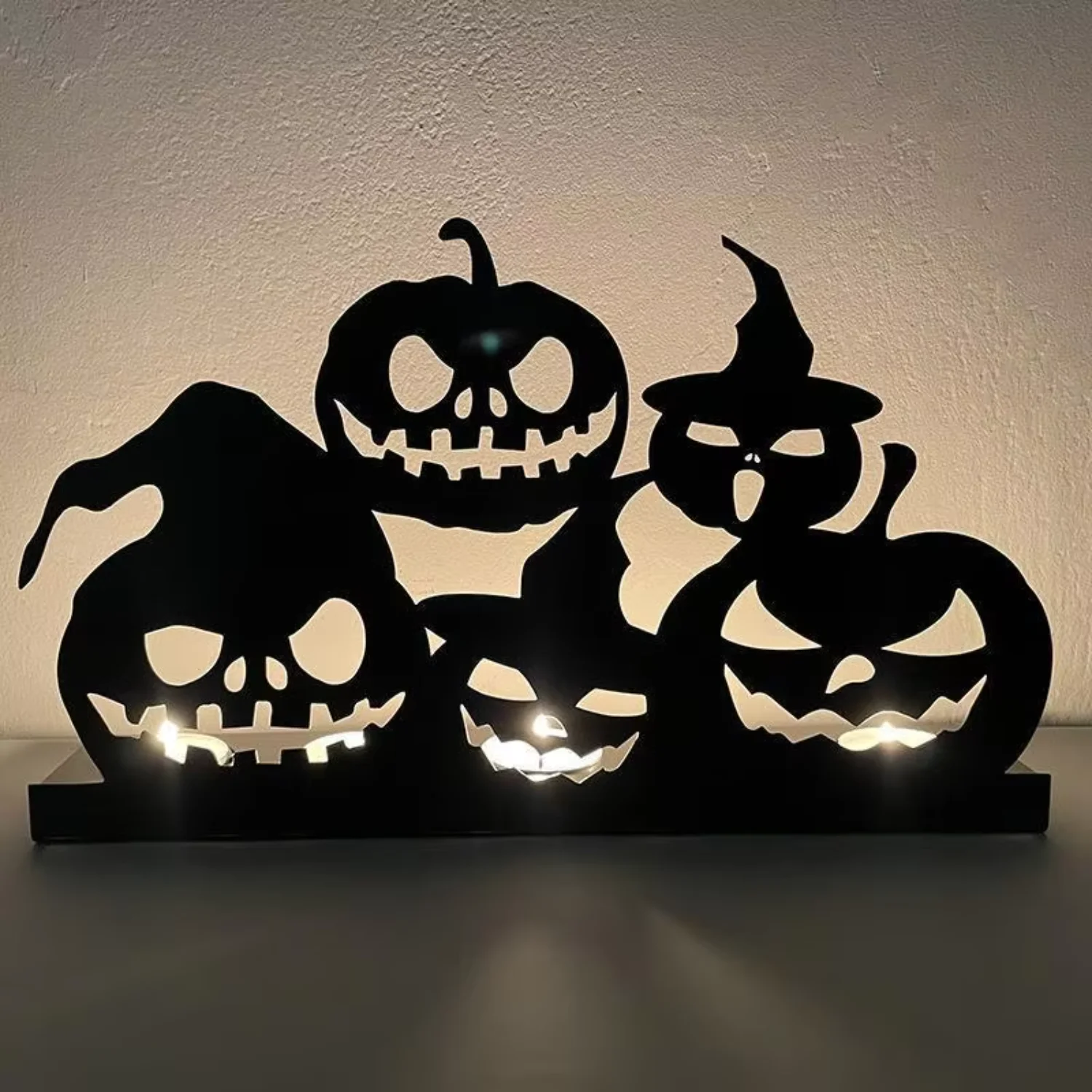 Halloween Pumpkin Lights Metal Ornaments  Decor Halloween Metal Candlestick