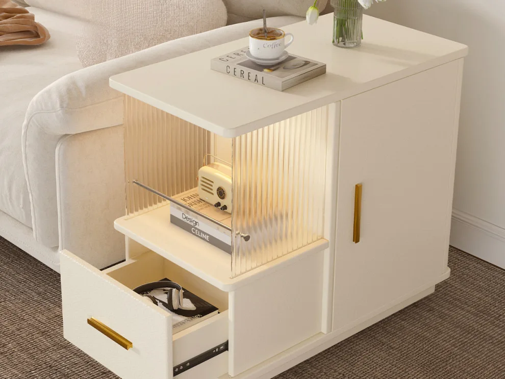 

Small apartment movable coffee table sofa side table living room snack trolley rack with wheel tea table sofa side cabinet
