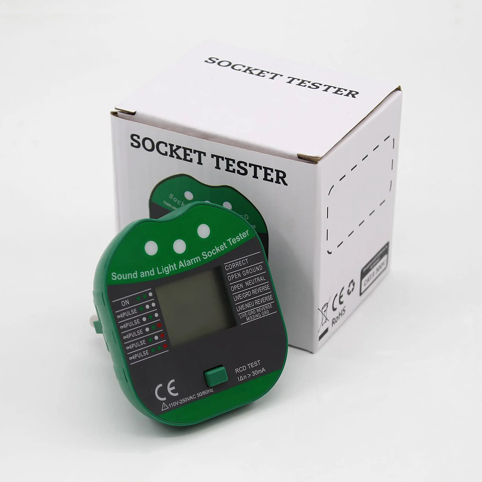 Digital Display Buzzing Socket Tester Voltage RCD Test Smart Detector Ground Zero Line Polarity Phase Check EU US UK Plug MS5902